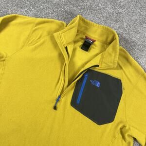North Face 1/4 Zip Pullover Mens Extra large Fleece Zip Pocket Polartec Yellow